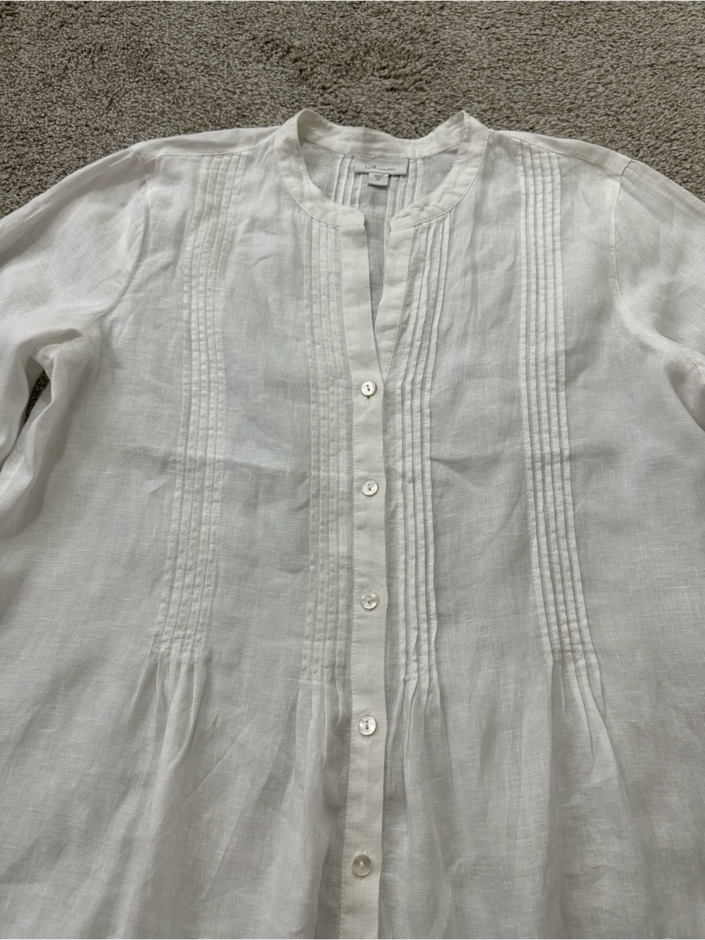 J.Jill Love Linen Pintucked Tunic Shirt Dress – Size M – White